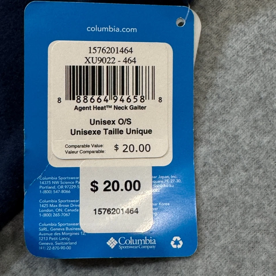 Columbia Omni-Heat Agent Heat Fleece Neck Gaiter Azul Marinho Unissex O/S Novo com etiquetas - Imagem 4 de 4