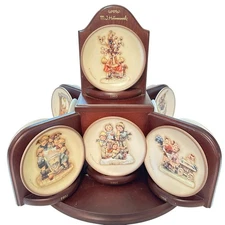 Hummel Set Century Collection 14 Miniature Plates with Wood Carousel Display