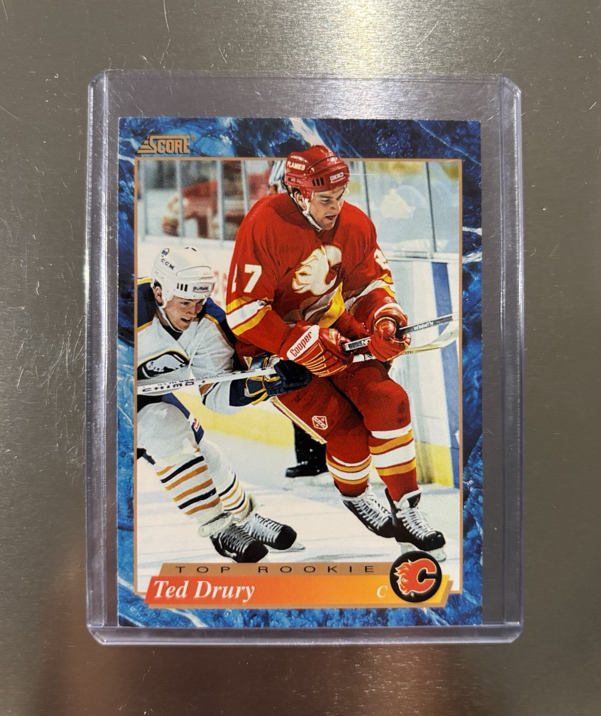 Score 1993-94 Top Rookie #608 Ted Drury Calgary Flames Rookie Card