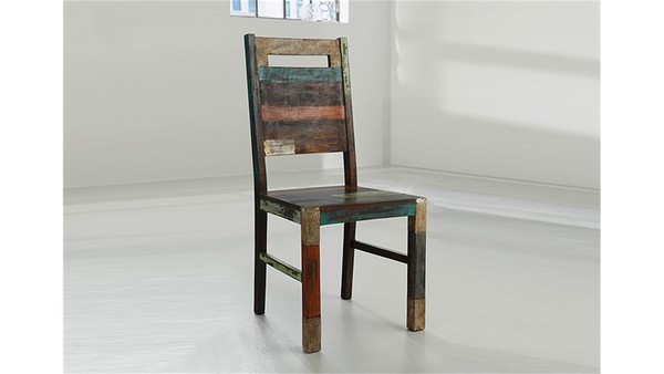 Esszimmerstuhl Holzstuhl KüChenstuhl Goa 4Er Set Stuhl Massivholz Mango Bunt-image