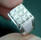 3Ct Round Cut Real Moissanite Men's Wedding Band Ring 14K White Gold Plated