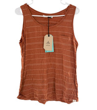 PrAna Foundation Scoop Neck Tank Top Womens Large Copper Stripe Modal Jersey