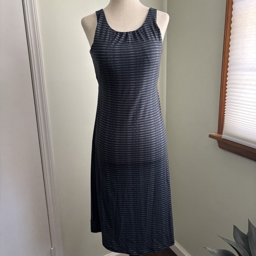 Prana Skypath cut out twisted back Athletic Dress Sz Xs blue Black Striped Guc - Picture 3 of 9