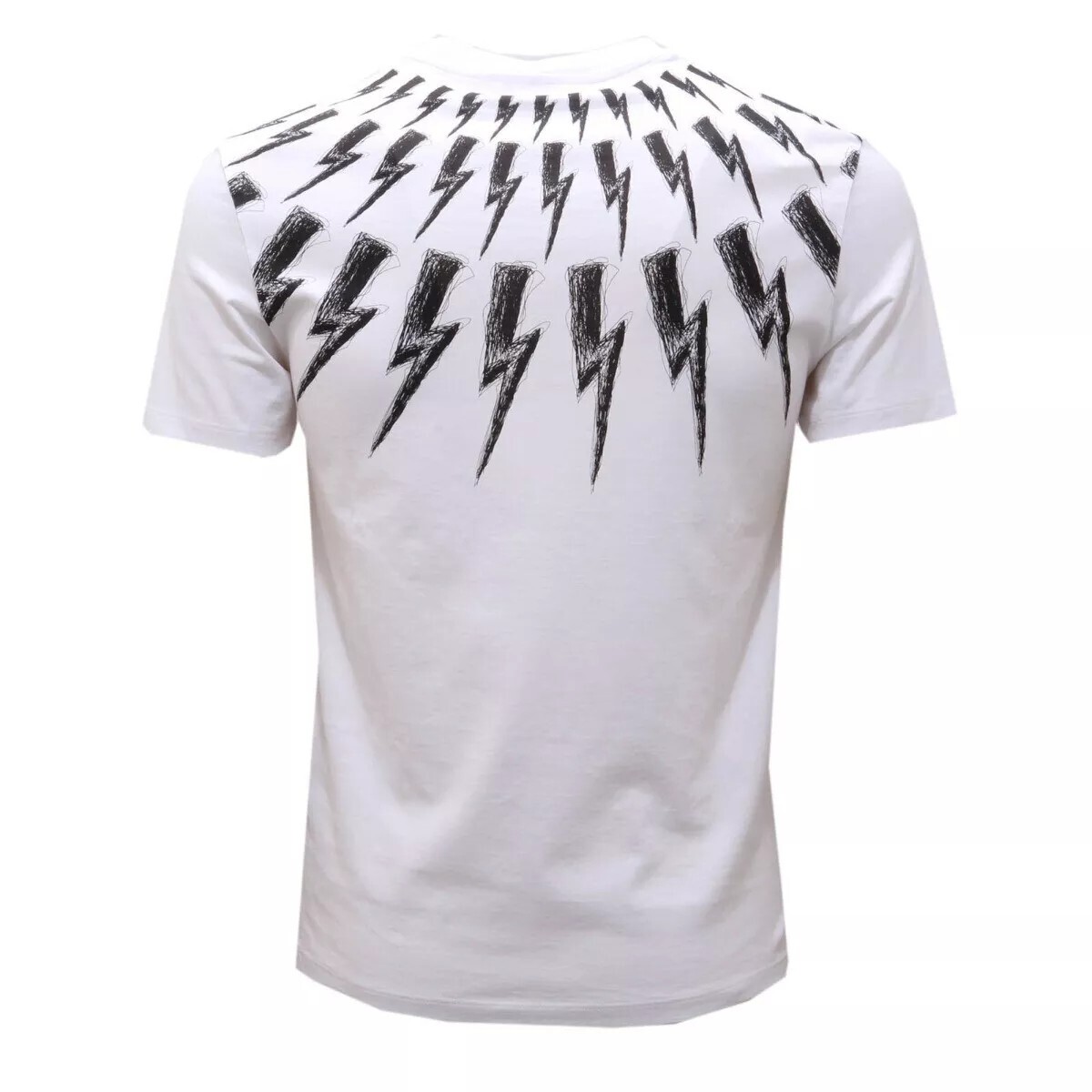 Neil Barrett Mens White Black Slim Fit Scribble Thunderbolt Neil Barrett Mens White Black Slim Fit Scribble Thunderbolt