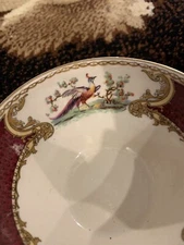 Antique Bouillon Soup Cup Pheasant Scroll England~Trinket~Myott~Staffordshire