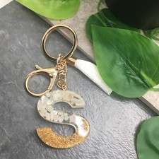 3.5" Handmade Resin Pendant Initial Keychain S Tassel New Free Ship 9009
