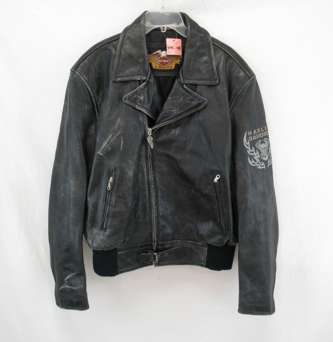 Harley-Davidson 革ジャン HARLEY DAVIDSON MEN'S BLACK DISTRESSED BIKER LEATHER JACKET SIZE