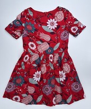 Tea Collection Girls Red Floral Flower Dress Size 8 A Line Christmas Holiday