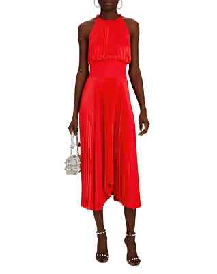 A.L.C. Renzo II Pleated Halter Dress 8 / Red