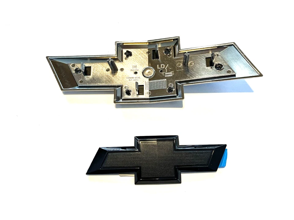 Fit 2015-2020 Chevrolet Tahoe Suburban Front & Rear Gloss Black Bowtie Emblems - Image 2 of 2