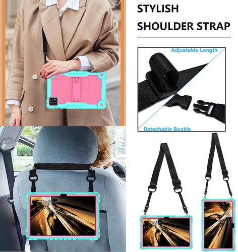 For T-Mobile Revvl Tab 5G Heavy Duty Case Built Strap Kickstand,Screen Protector - Picture 36 of 45