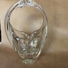 Murano Italy Hand Blown Pulled Freeform Clear Glass Basket Vase  7  T 4.75  W