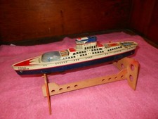 Vintage Tin Friction Marx 14.5" Caribbean Luxry Liner Cruise Ship Boat Missing
