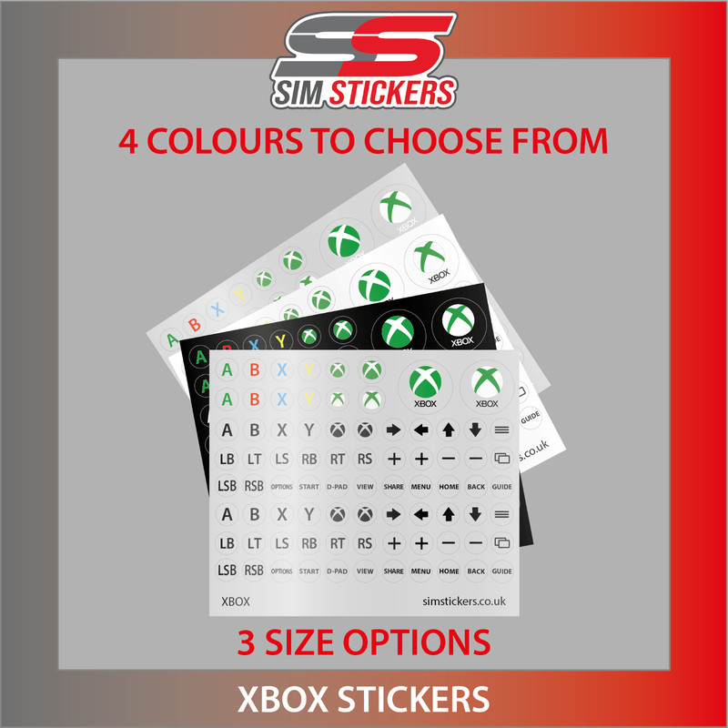 Round Xbox Stickers for Simulator Wheel/Button Box/Controller - 7.5mm, 9mm, 10mm
