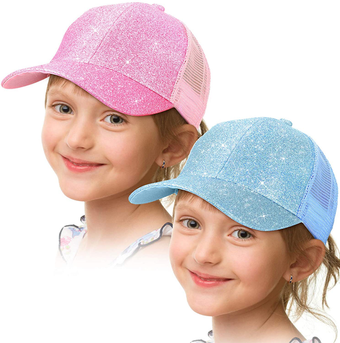 Girls Ponytail Hat Glitter Baseball Cap 