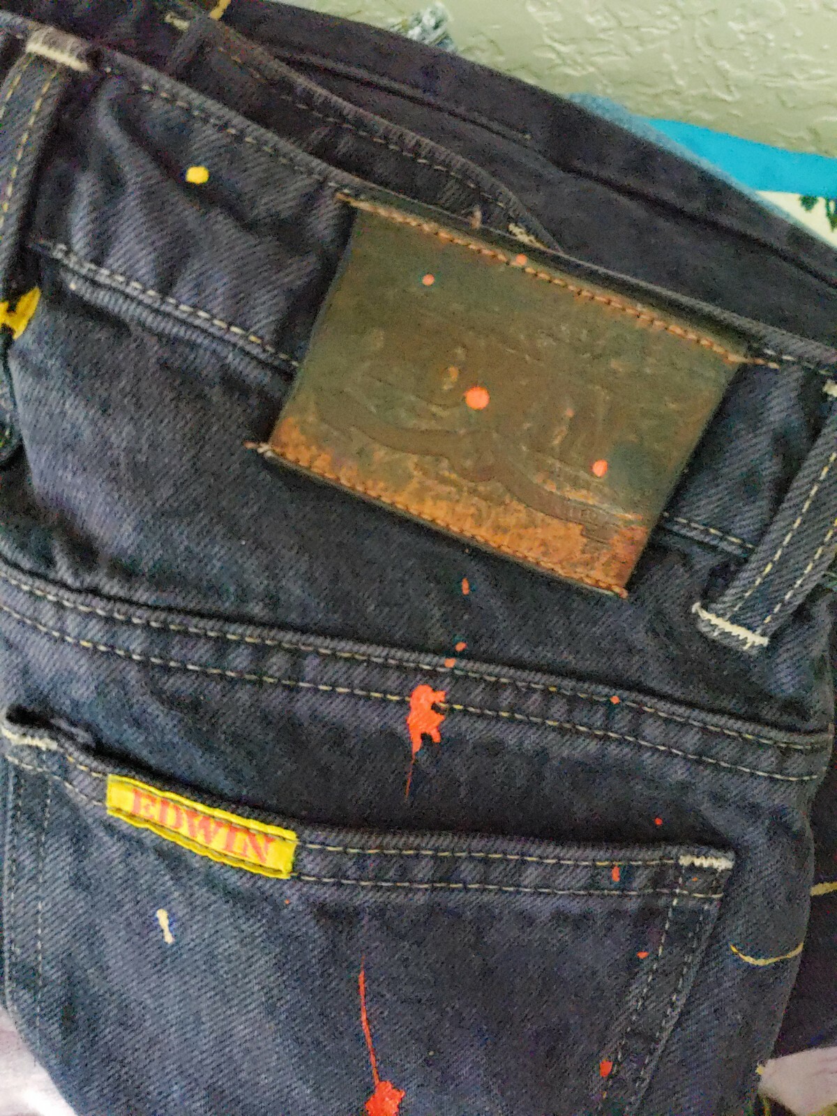 Edwin London Slim Paint Splatter Black Jeans 28 x 32 Gem