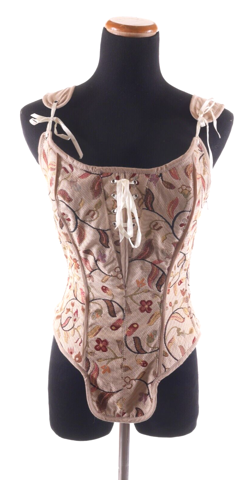 Corset Story Size 24 S Beige Tapestry Brocade Floral Corset-image