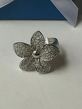 GENUINE 925 STERLING SILVER SPARKLING CZ FLOWER SHAPED WOMEN  S RING sz 8 7g New