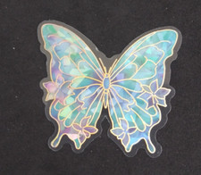 Bright Colorful Blue Butterfly Transparent Sticker 2.18" x 2.38" AD