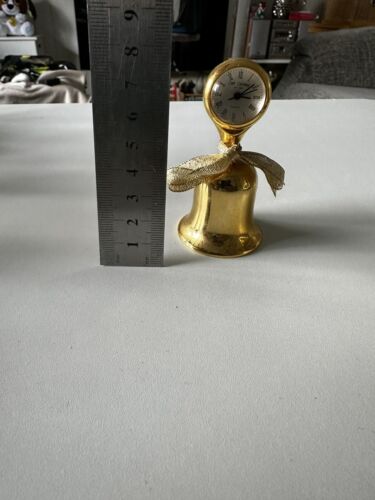 William Widdop Ringing Bell Gold Plated  Novelty Miniature Clock Fully Working - Picture 1 of 4