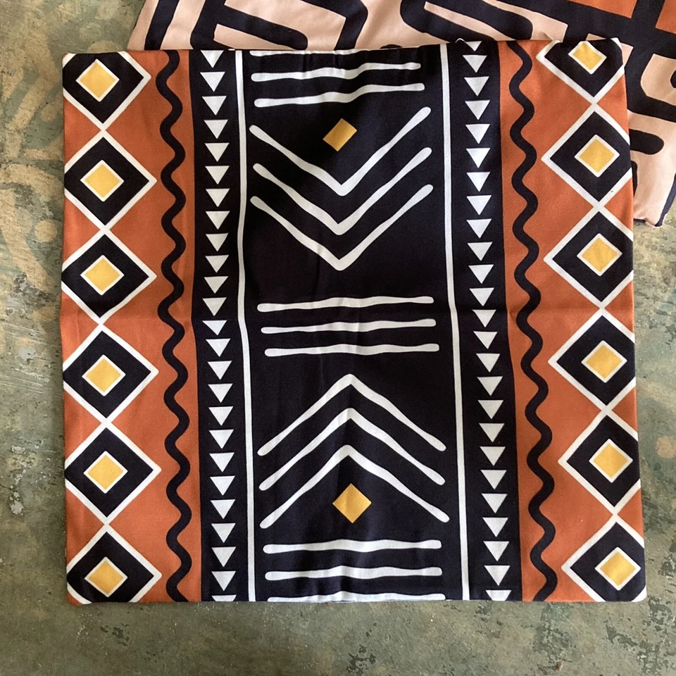 Graphic south-western Pillow Covers Geometric Tribal Lot Of 3 Fits 18” Forms - Image 3 of 4