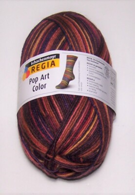 100 gram ball of REGIA 4 PLY POP ART COLOR sock knitting yarn #5822 MANGA