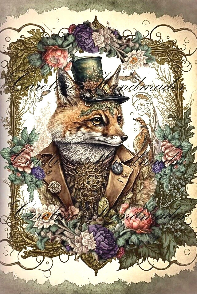 ELECTRIC QUILT COMPANY Steampunk Fox Floral Designer Cotton Fabric Quilt Block Multi-size Available