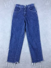 Vintage French Dressing Jeans Womens 4 Fits 24x26 High Rise Straight Leg Frayed
