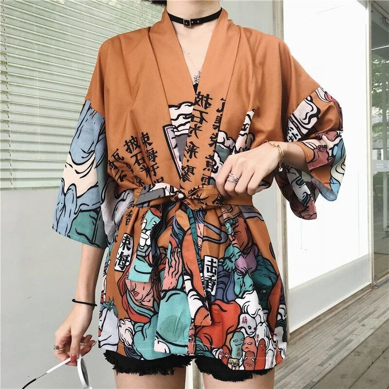 Japanese Girl Clothes Style Kimono Women Long Sleeve Shirts Traditional  Yukata