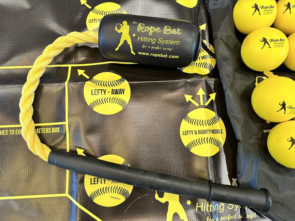 The Rope Bat Swing Trainer w/ 12 Training Balls Tote Bag Training Mat