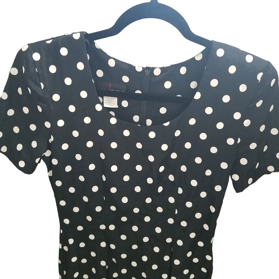 Vestido manga corta a lunares blanco negro talla 3/4 My Michelle para mujer Foto 3 de 4