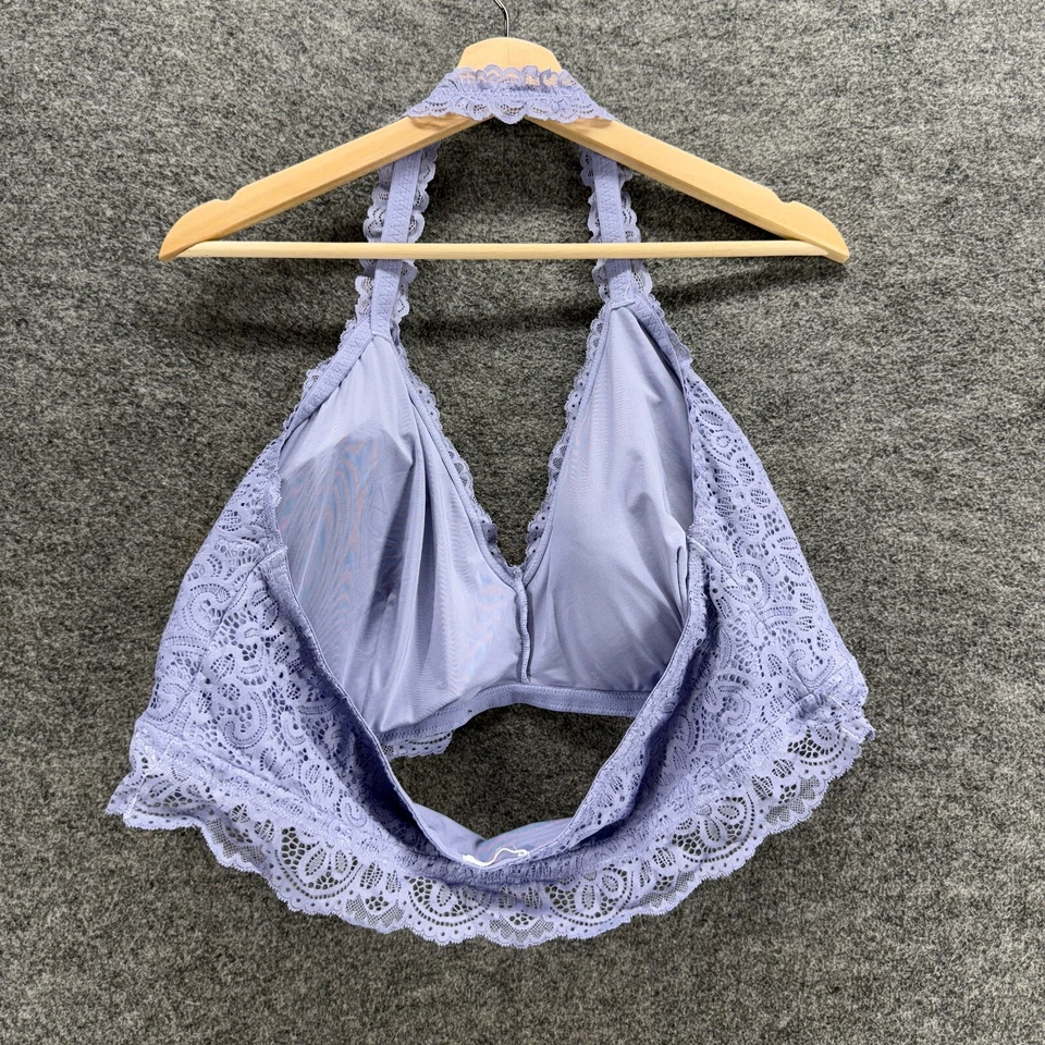 Top de bikini Maurices para mujer 3X Plus púrpura floral encaje halter cuello push up forrado Foto 2 de 4