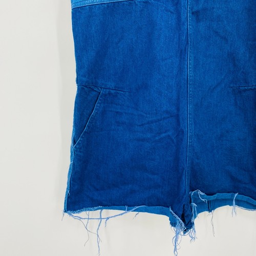 NEW Zara Size Small Denim Patchwork Raw Hem Nona Sleeveless Overall Romper - Picture 5 of 10