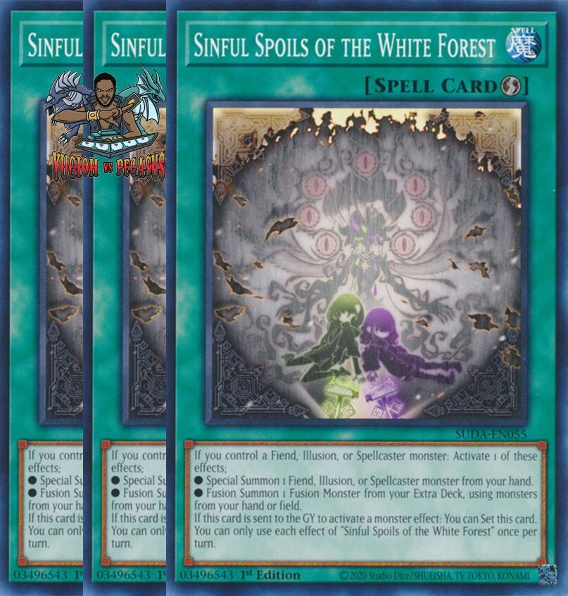 Yugioh! 3x Sinful Spoils of the White Forest SUDA-EN055 Common 1st Ed NM