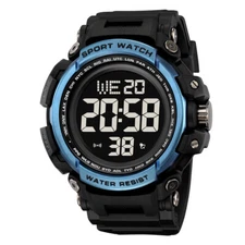 2025 SKMEI Men's LED Digital Sport Watch Silicone Countdown Alarm Wristwatch