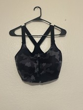 Women's High Support Mesh Back Zip-Front Bra - All in Motion Black Camo Sz 36DD