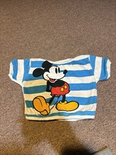 Vintage 1980s Mickey Mouse Blue Striped  All Of Print Reversible Baby T Shirt