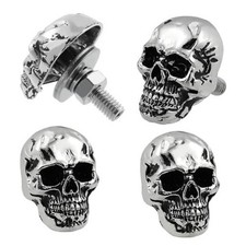 Skull License Plate Screw Fasteners Decorative Cool Funny License Plate Silver