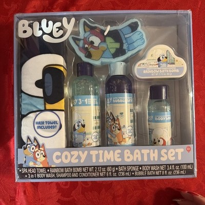 Bluey Bath Time Set Cozy Mix Hair Towel Included And Bath Bomb  FAST SHIP