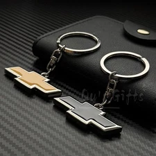 Chevrolet Bowtie Metal Keychain Black/Gold Car Key Ring Auto Accessory