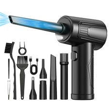 11-in-1 Compressed Air Duster-3-Gear Adjustable 120000 RPM Black, Black