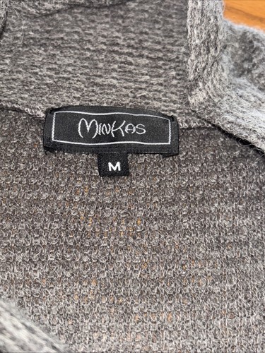 Minkas Shaggy Knit Zip up Sweater M Y2K Gray Black Multi texture Asymmetrical - Picture 4 of 7