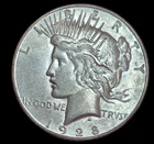 1928 S Silver Peace Dollar $1 AU+ Features, Semi-Key Date, 90% Silver