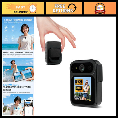 2K Waterproof Body Camera with Audio, WiFi, 8HR Battery, Magnetic POV for Travel