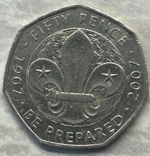 2007 Scouts 100th Anniversary Commemorative 50p Fifty Pence Coin. Circulated.