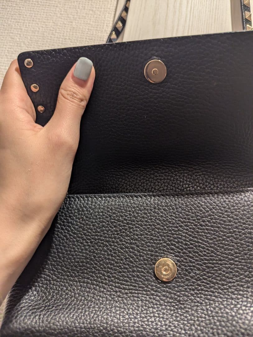 VALENTINO Women Rockstud Mini Shoulder bag Leather Black Gold from japan thumbnail 6