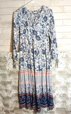 Old Navy XS Midi Dress floral print borders bohemian blues pink paisley Women's