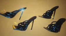 2x Queen Tina Sexy Nude Pumps High Heels Pantoletten Black Gr. 37