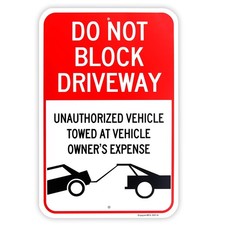 Large Do Not Block Driveway Sign 18x12 Inch Reflective Aluminum Rust Free