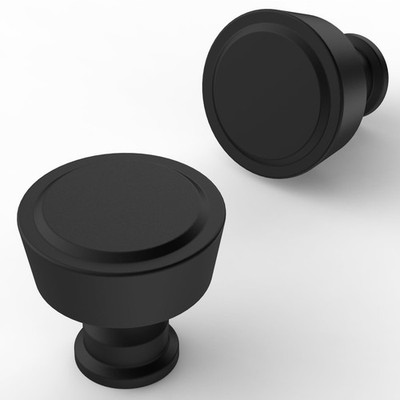10 Pack Matte Black Cabinet Knobs Single Hole Cabinet Pulls Round Kitchen Cab...